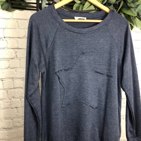 Crescent Star Patch Pullover Blue Loungewear - Picture 3 of 5